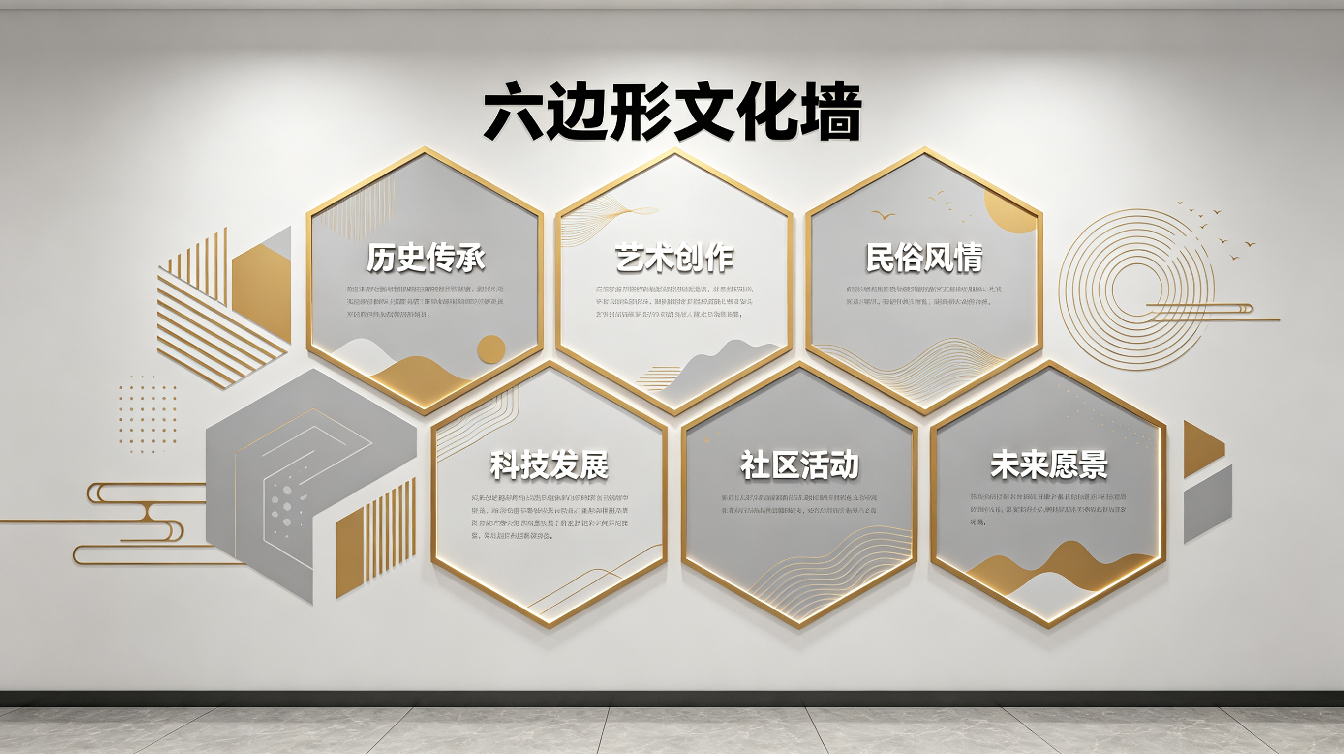 景东企业文化墙 | 六边形信息美学